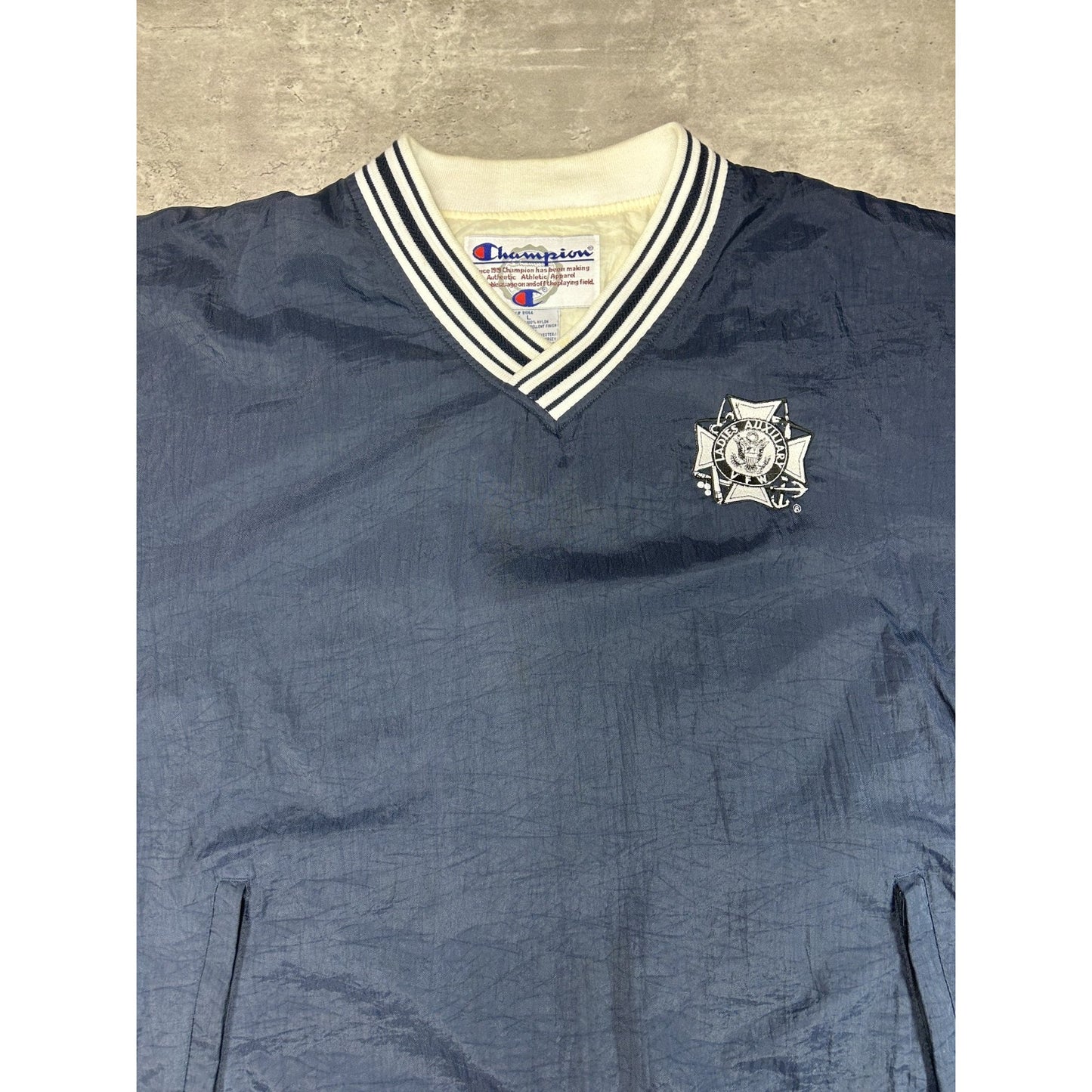 Vintage 90s Ladies Auxilary Embroidered Logo Nylon Windbreaker Jacket Size Large