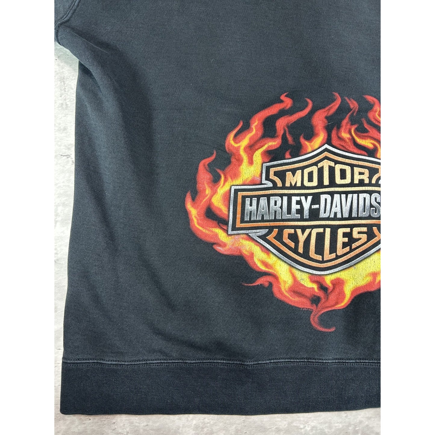 Harley Davidson Flame Sleeve Graphic Full Zip Hooded Sweatshirt Size 2XL Black