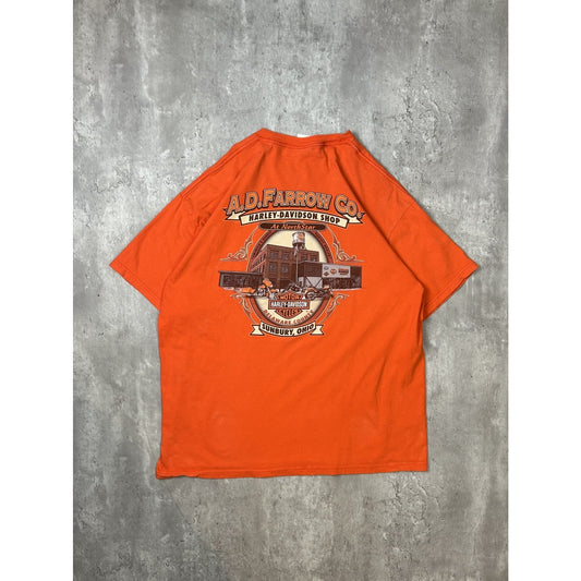Vintage Harley Davidson Motorcycles Hard Core Graphic T-Shirt Size XL Orange