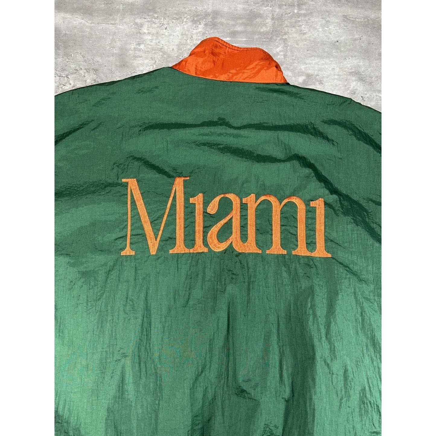 Vintage 90s Miami Hurricanes NCAA Embroidered Windbreaker Jacket Size 2XL