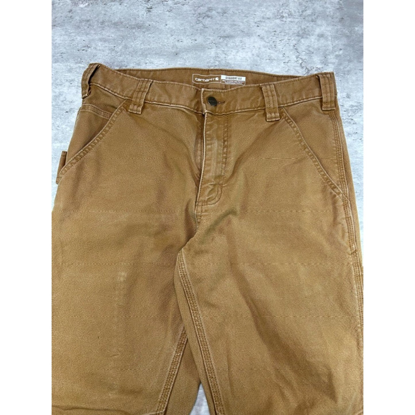 Carhartt Straight Fit Canvas Workwear Carpenter Pants Size 32 Beige