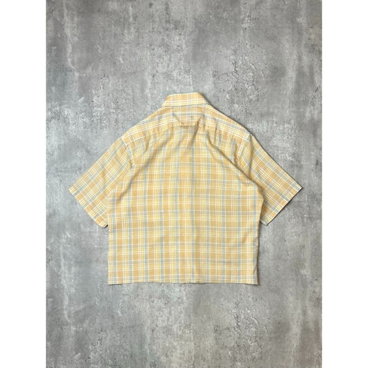 Vintage 90s Baracuta Single Pocket Plaid Reworked Cropped Button Up Shirt Sz Med