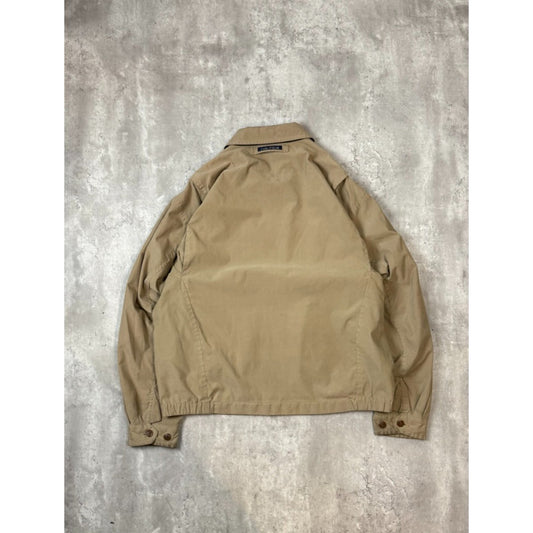 Vintage 90s Nautica Embroidered Full Zip Harrington Jacket Size XL Beige
