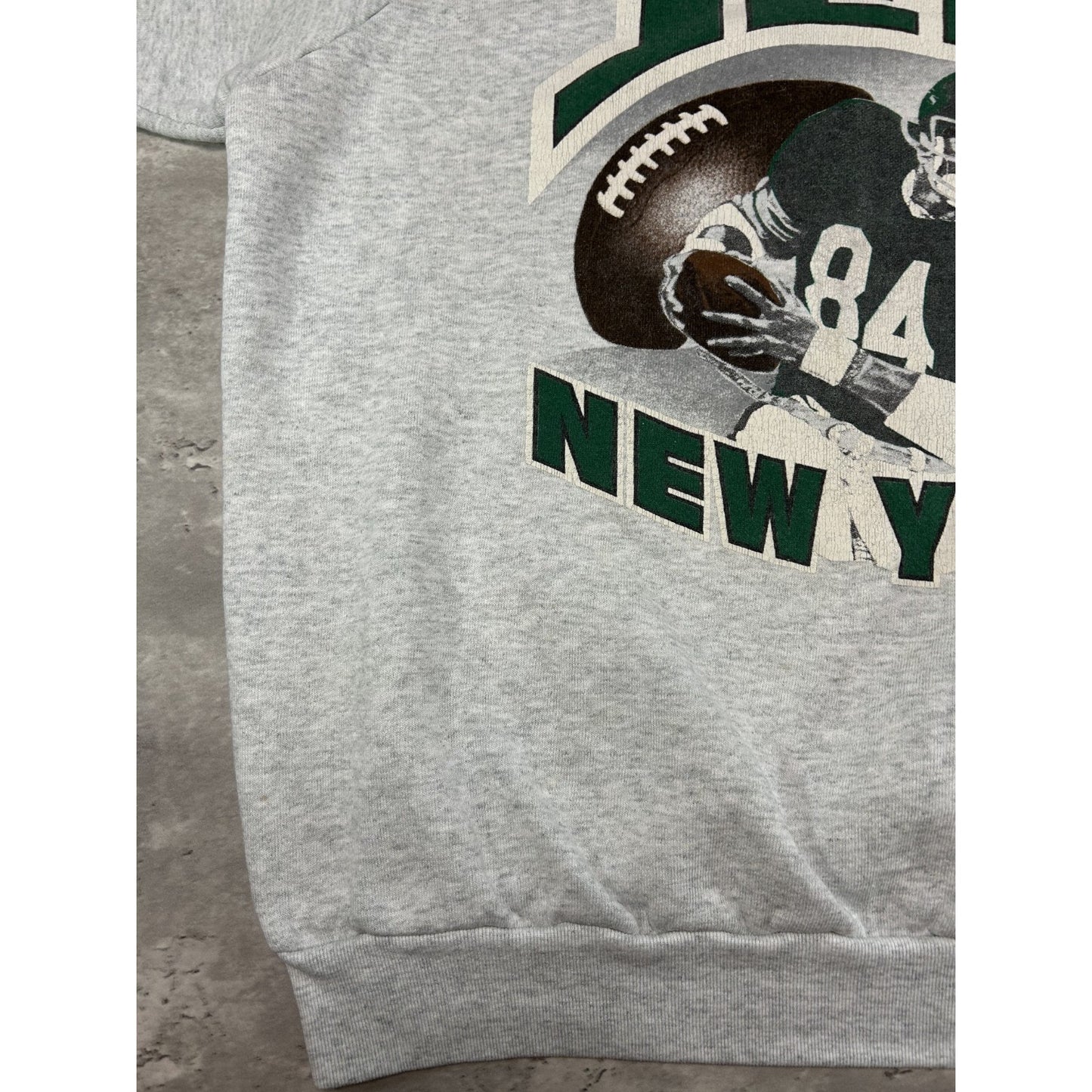 Vintage 90s New York Jets NFL Player Spellout Football Graphic Sweatshirt Sz XL