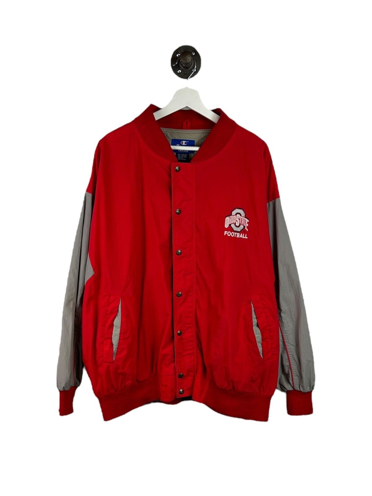 Vintage 90s Ohio State Buckeyes Football NCAA Nylon Champion Jacket Size XL Red