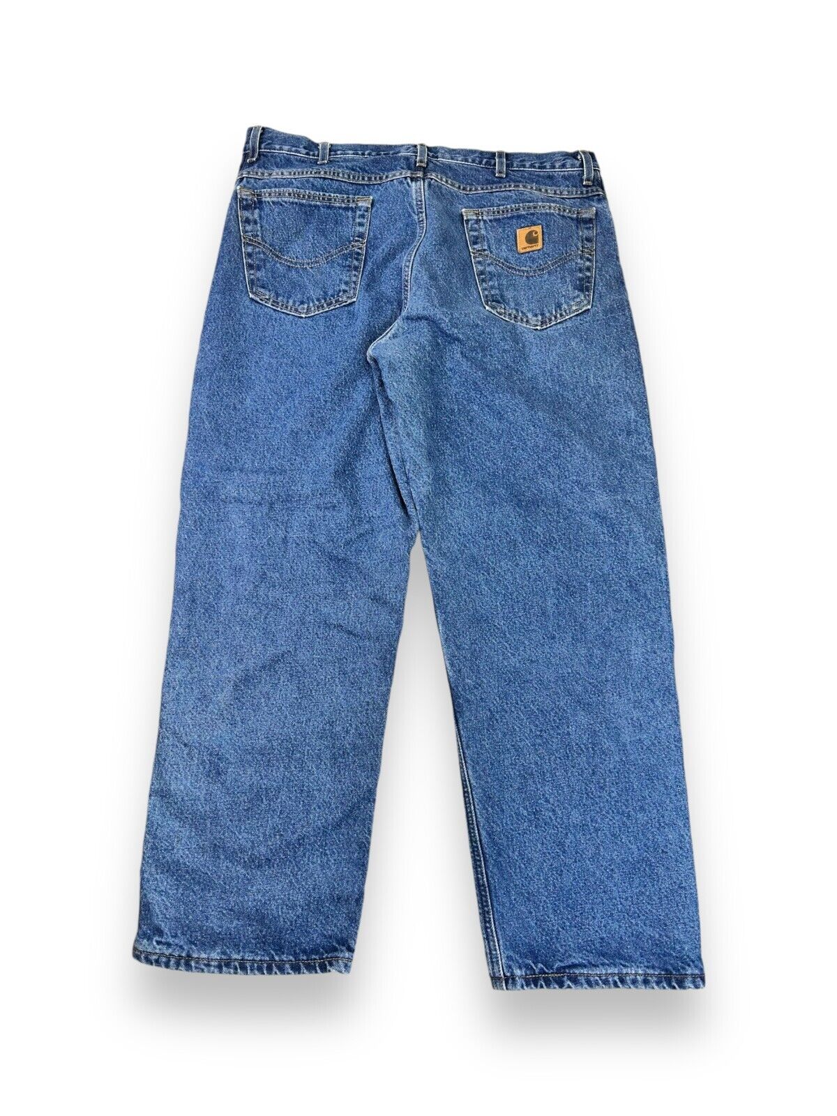 Vintage 90s Carhartt Plaid Lined Dark Wash Denim Workwear Pants Size 38W
