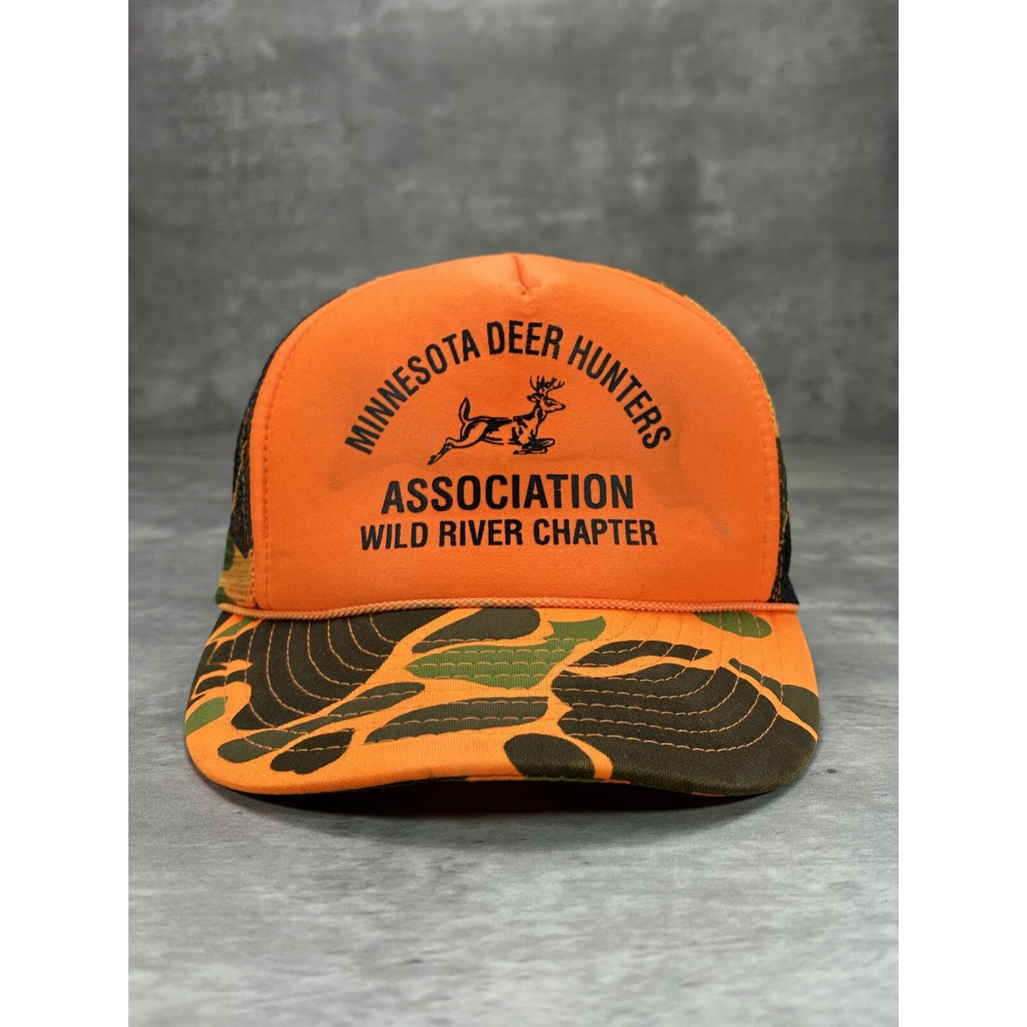 Vintage 1980s Minnesota Deer Hunters Hunting Camo Trucker Snapback Hat OSFA