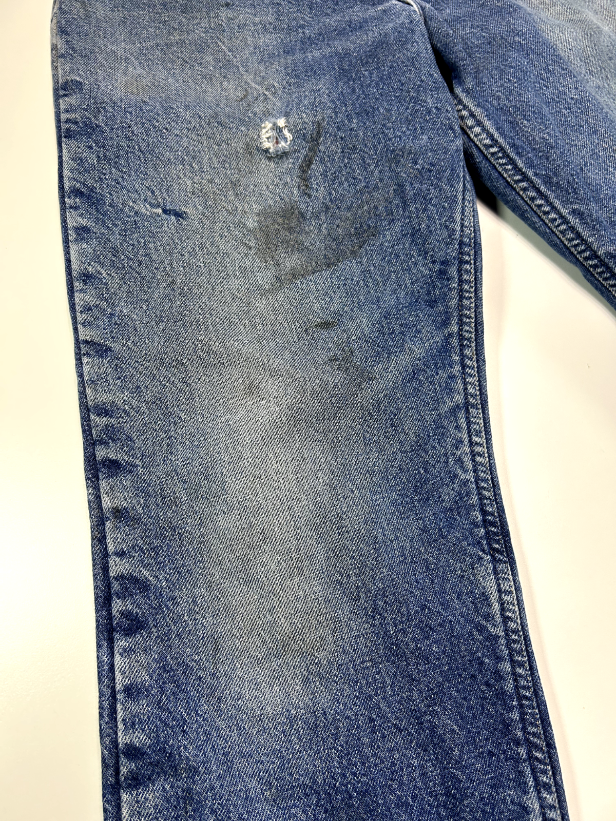 Vintage Carhartt Plaid Lined Dark Wash Denim Work Wear Pants Size 34W Blue