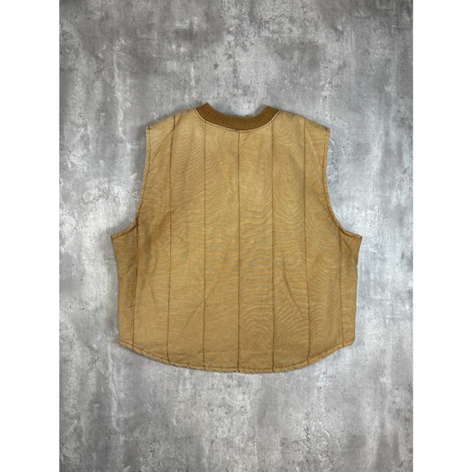 Vintage Dickies Insulated Canvas Workwear Full Zip Vest Size XXL Beige