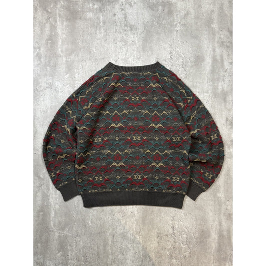 Vintage 90s John Weitz Abstract 3D Knit Pullover Sweater Size Large