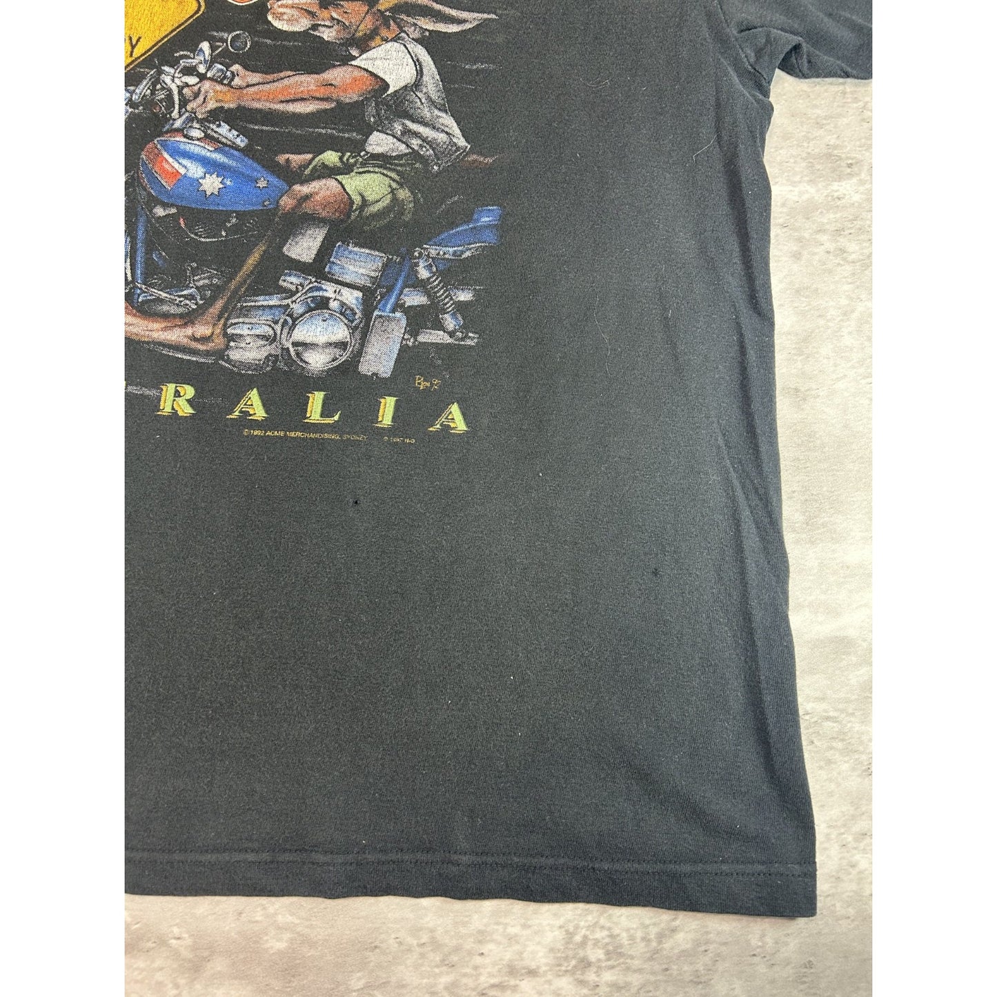 Vintage 2001 Harley Davidson Australia Kangaroo Motorcycle Graphic T-Shirt Sz L