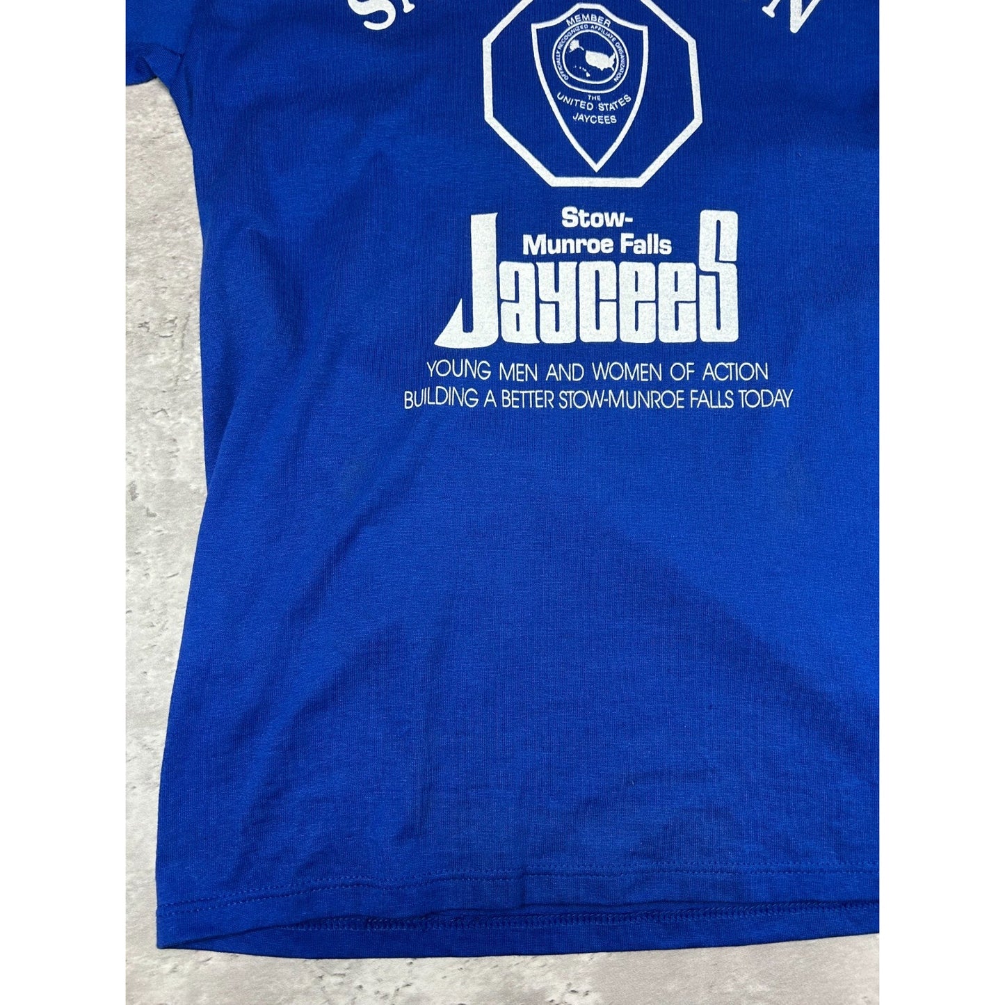 Vintage 1980s Jaycees Safety Town Destination Graphic T-Shirt Size Small Blue