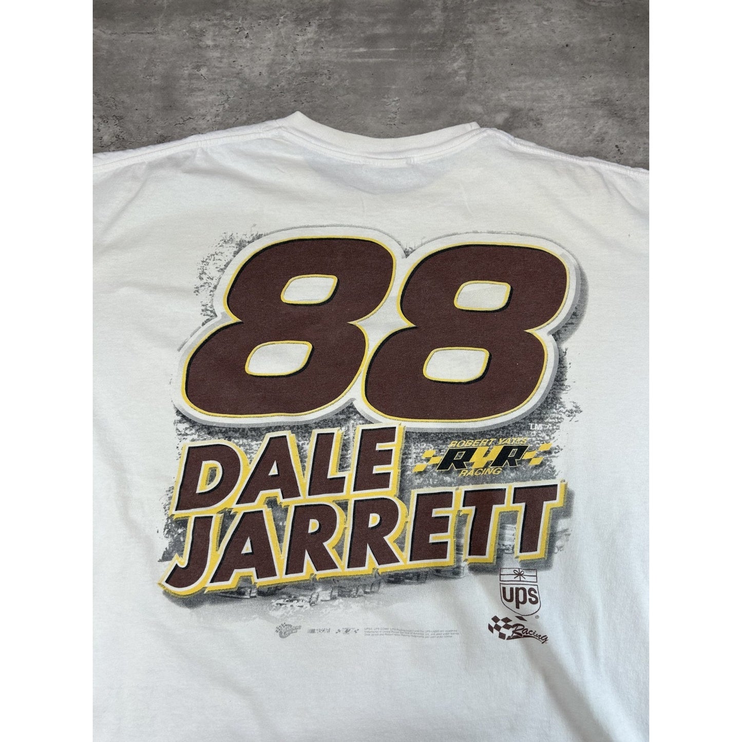 Vintage Dale Jarrett #88 Nascar Racing Spellout Graphic T-Shirt Size XL
