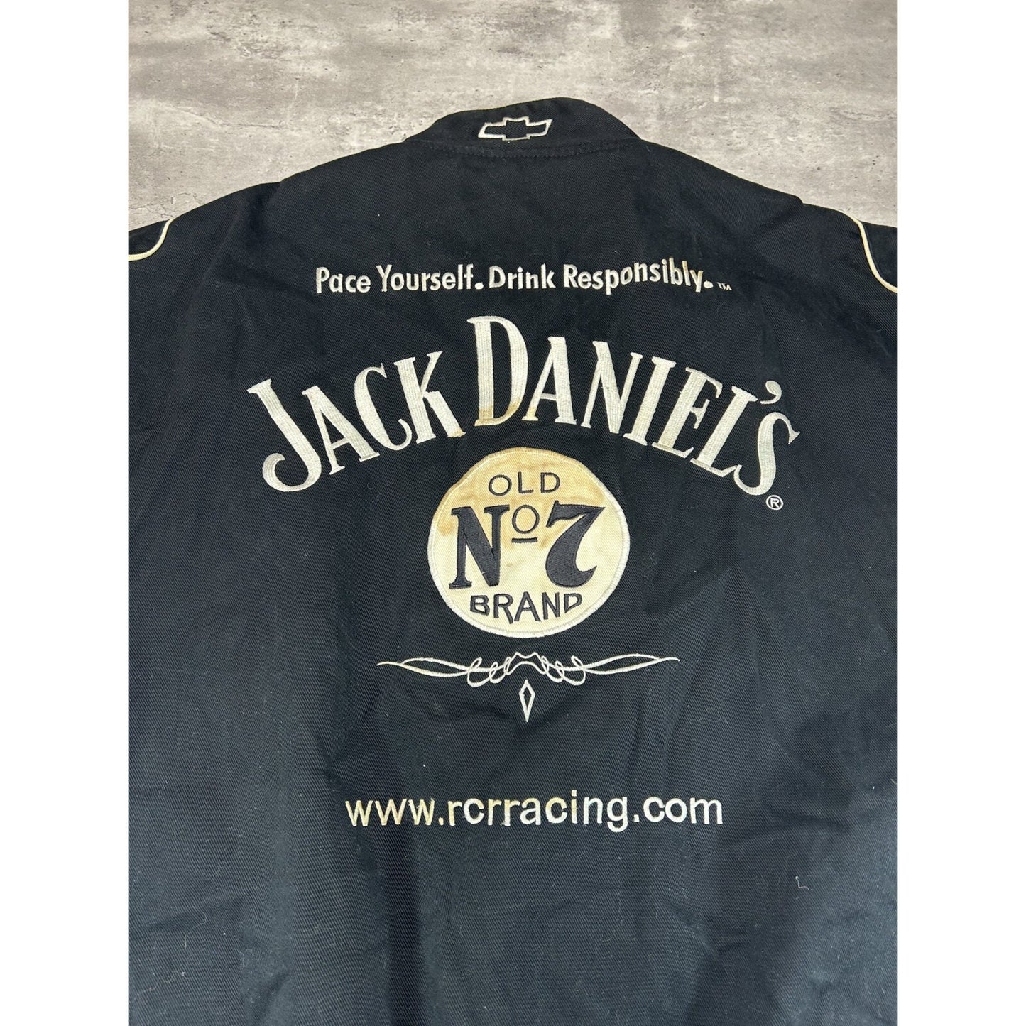 Vintage Jeff Hamilton Jack Daniels Embroidered Nascar Race Jacket Size 3XL Black
