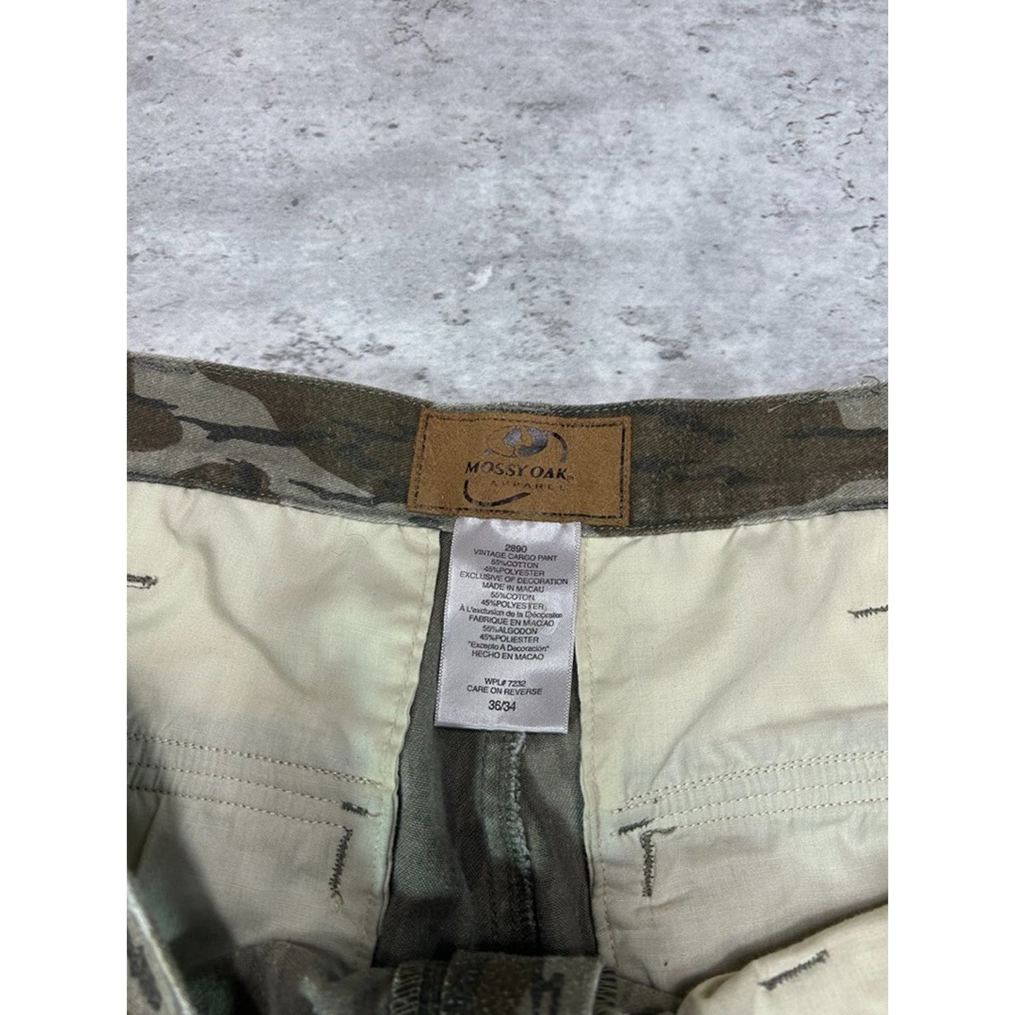 Vintage Mossy Oak Apparel Tree Camo Hunting Cargo Pants Size 36