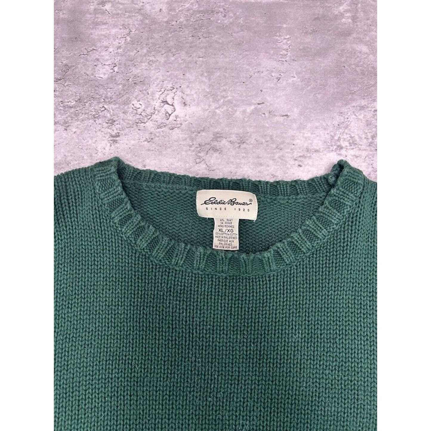 Vintage Eddie Bauer Ribbed Pullover Knit Sweater Size XL Green