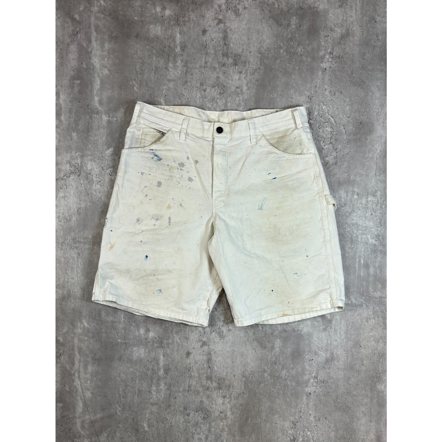 Vintage Dickies Canvas Workwear Painter Shorts Size 36 White