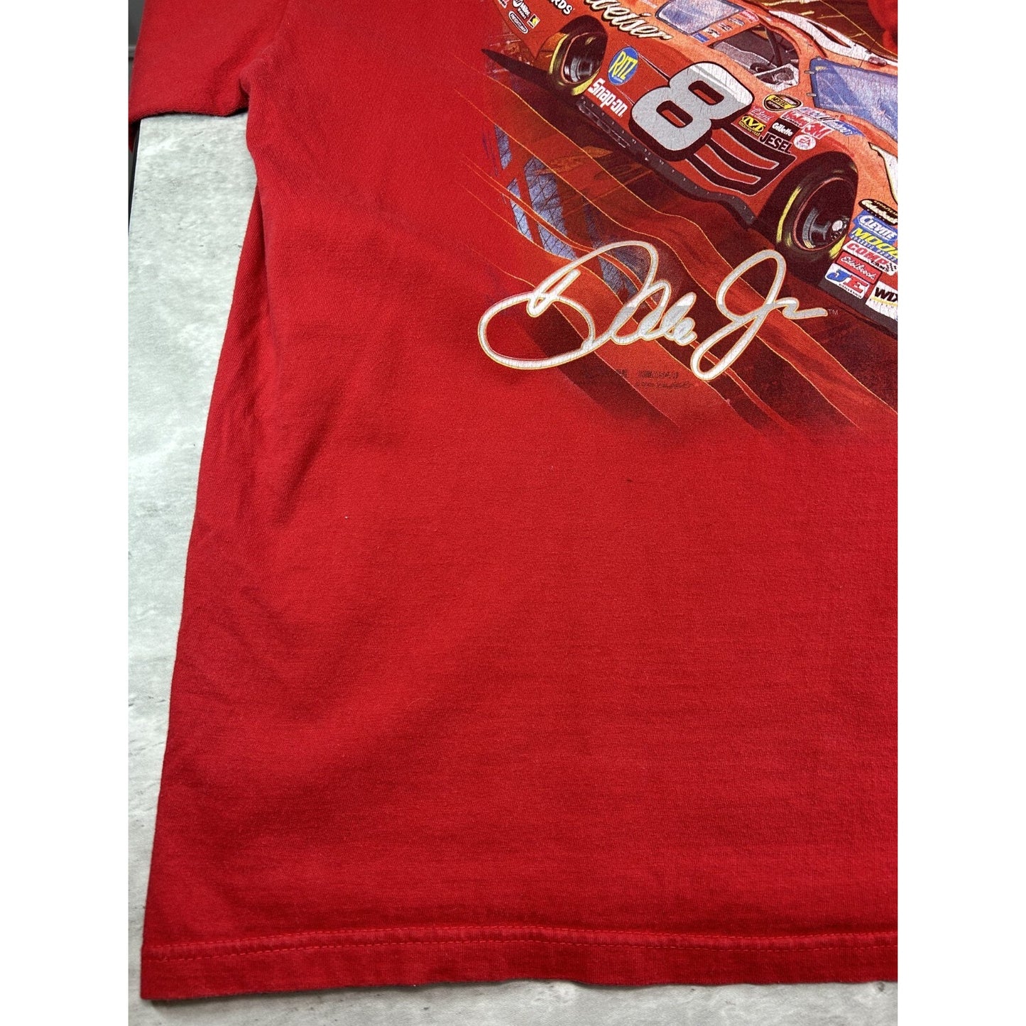 Vintage Dale Earnhardt Jr #8 Nascar Budweiser Spell Out T-Shirt Size XL Red