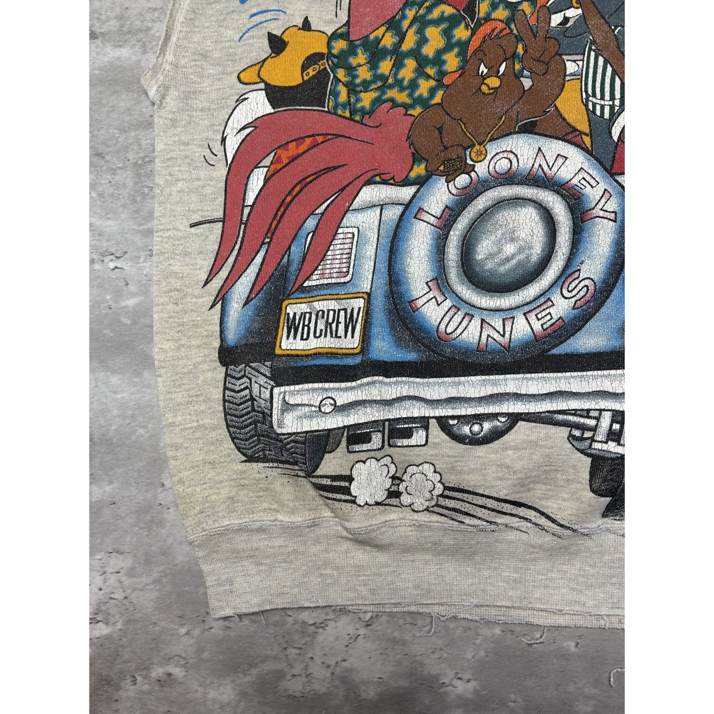 Vintage 90s Looney Tunes Tv Show Promo Graphic Sleeveless Sweatshirt Size Medium