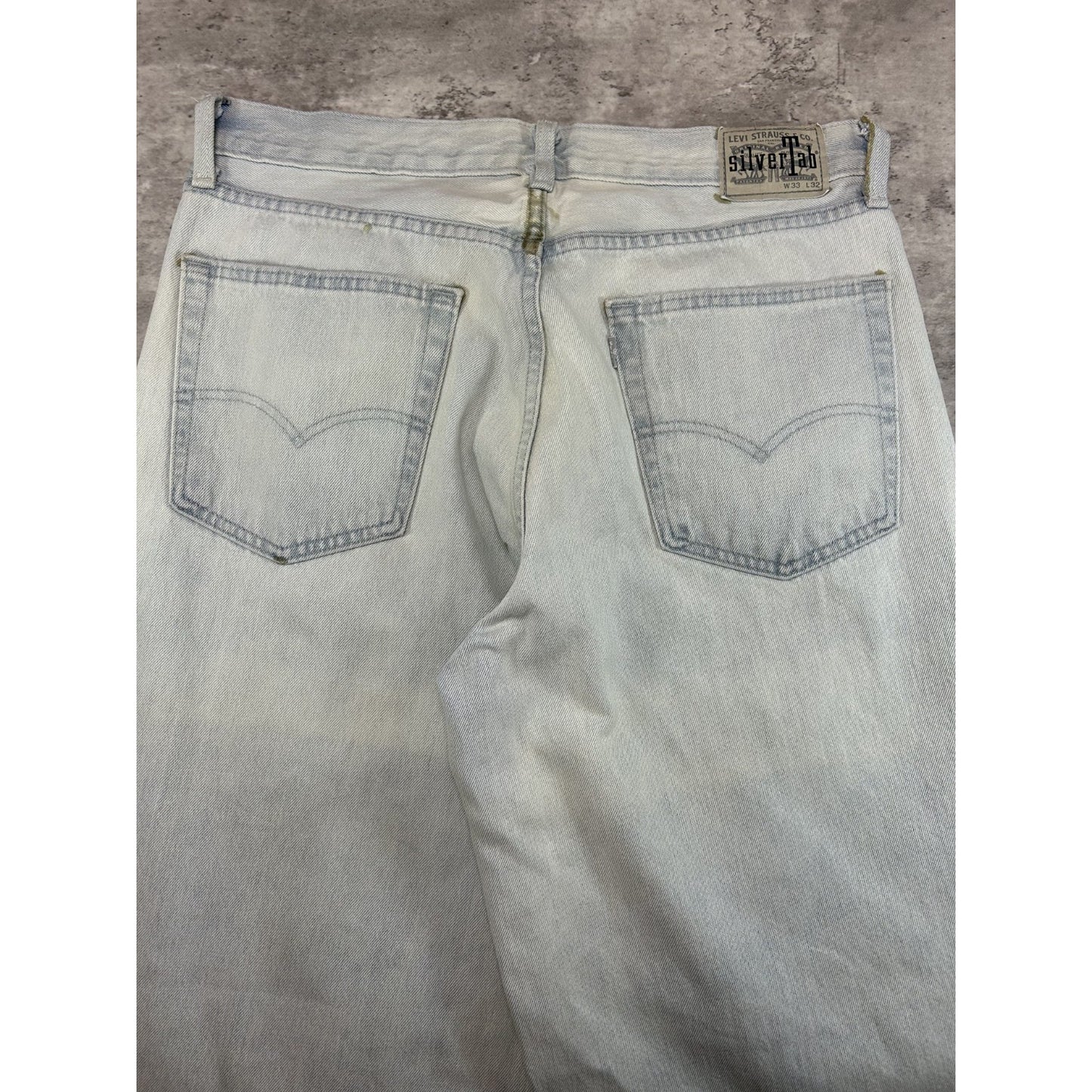 Vintage Levis Silvertab Baggy Fit Light Wash Denim Pants Size 34 Blue