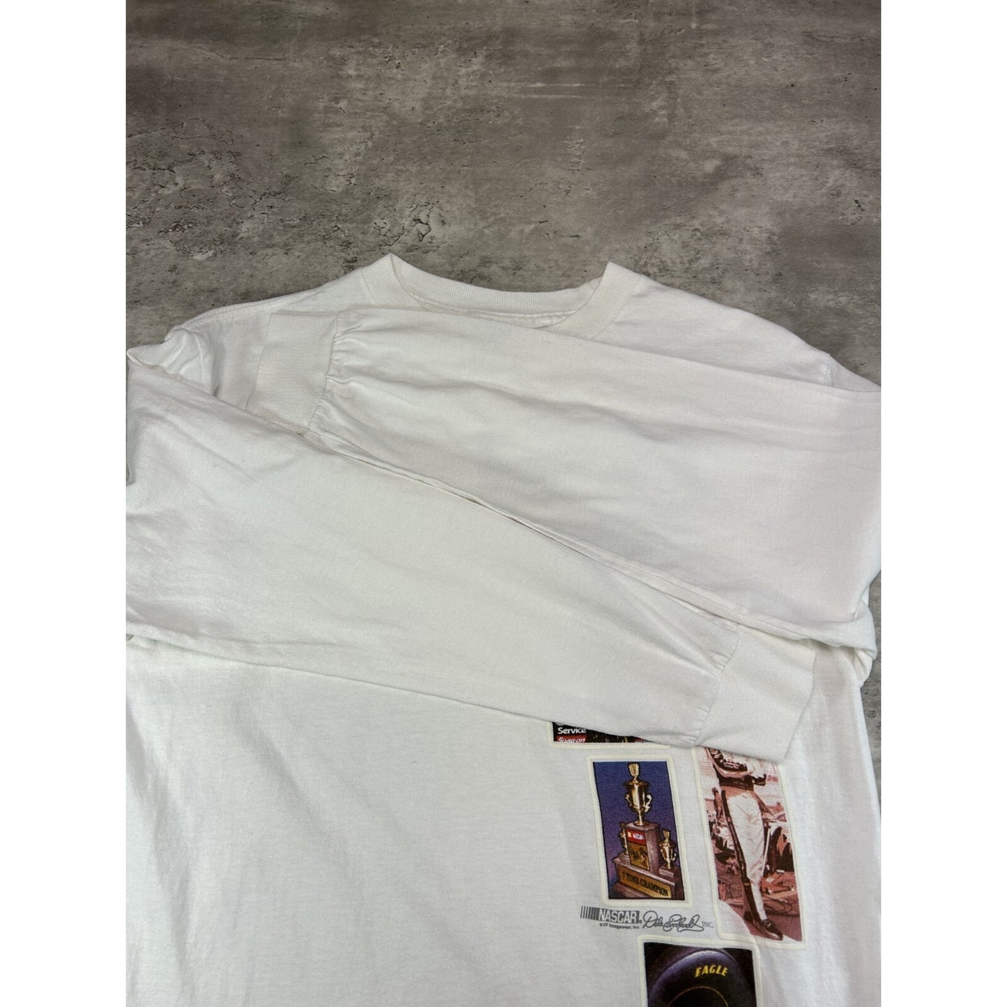 Vintage Dale Earnhardt #3 Nascar Graphic Long Sleeve T-Shirt Size Medium White