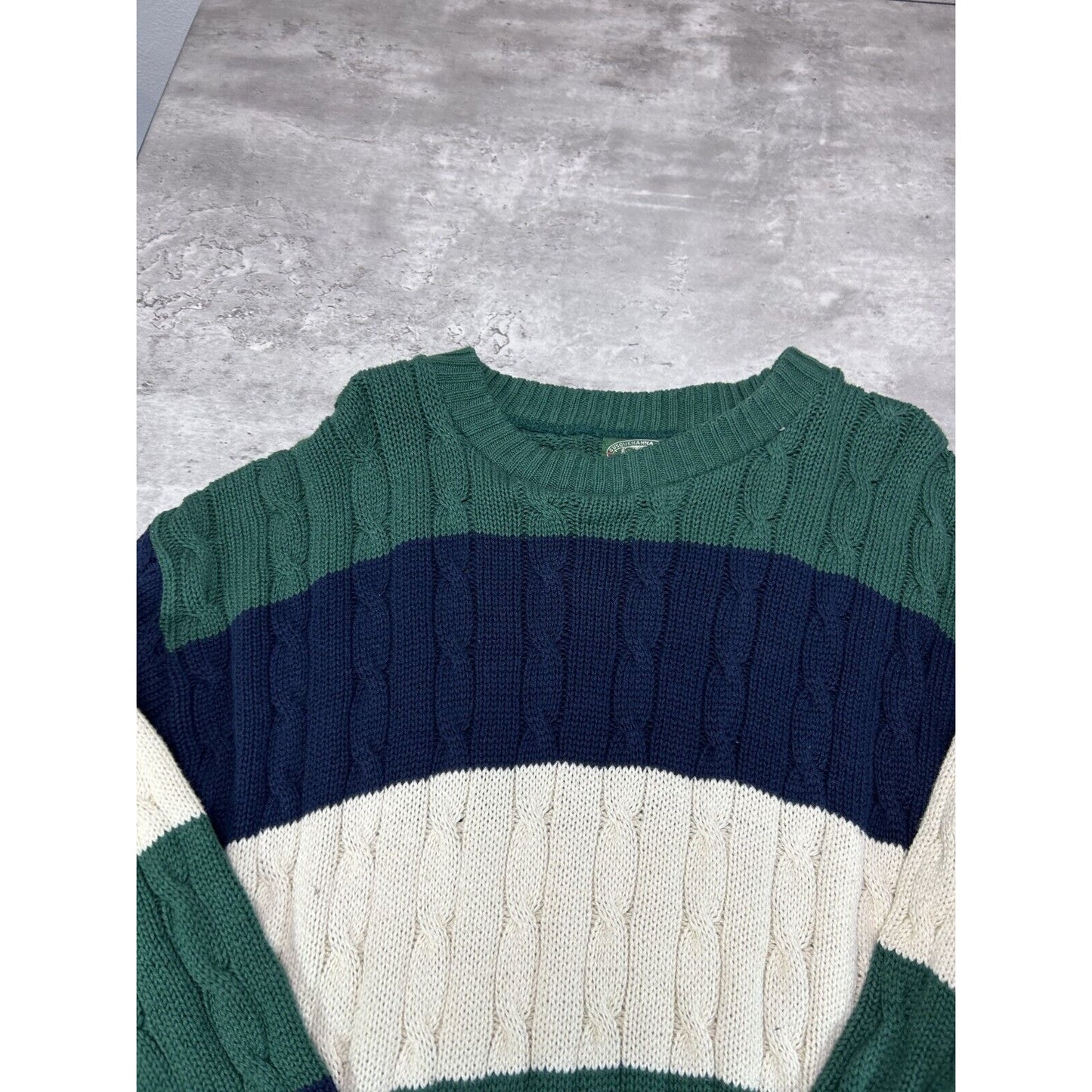 Vintage 90s Susquehanna Trail Outfitters Striped Ribbed Knit Sweater Size Medium
