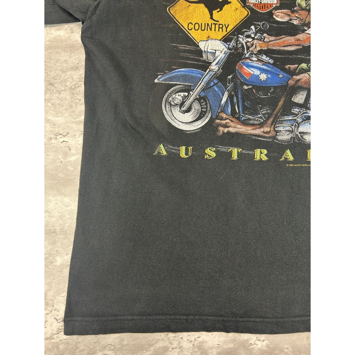 Vintage 2001 Harley Davidson Australia Kangaroo Motorcycle Graphic T-Shirt Sz L