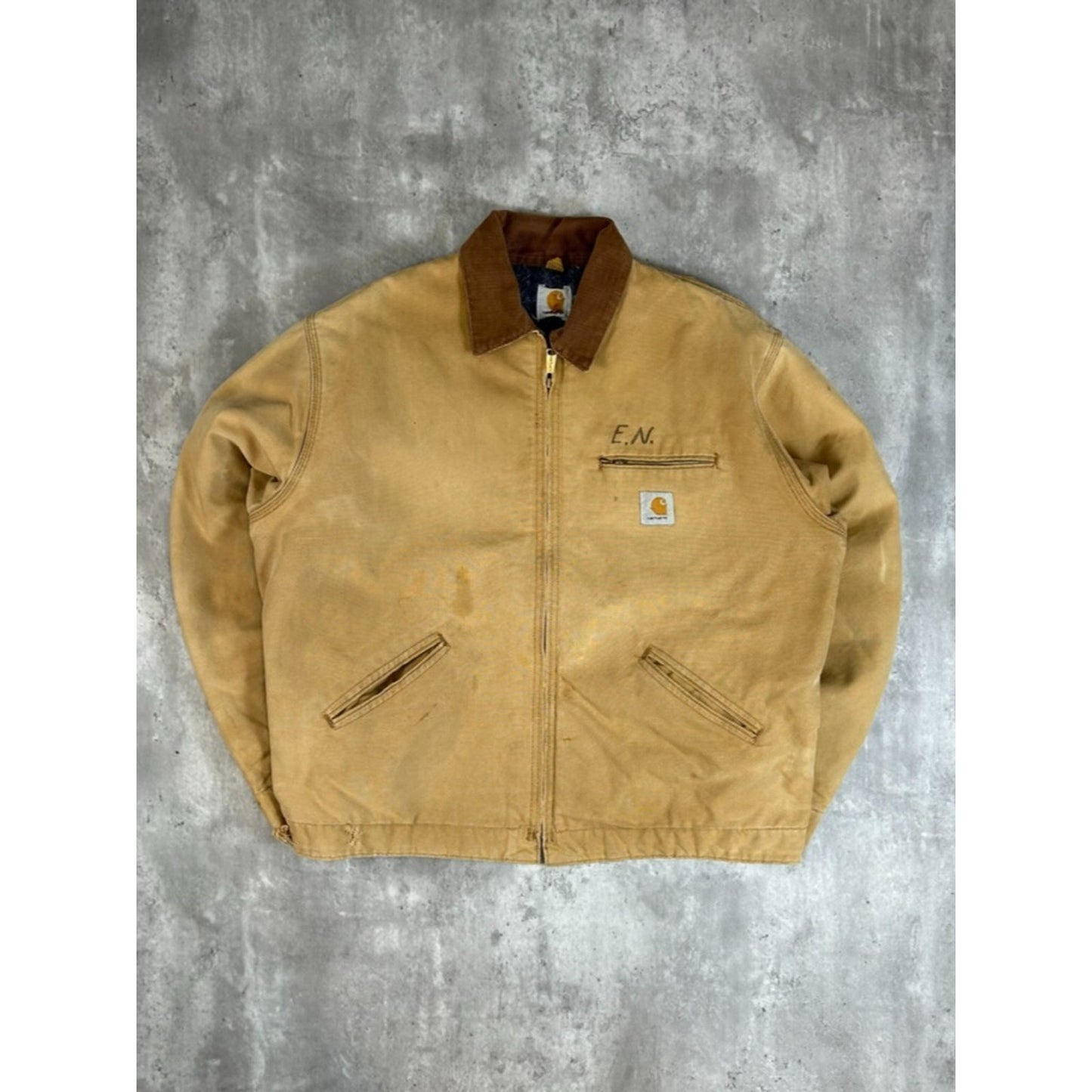 Vintage 90s Carhartt Blanket Lined Canvas Workwear Detroit Jacket Size XL