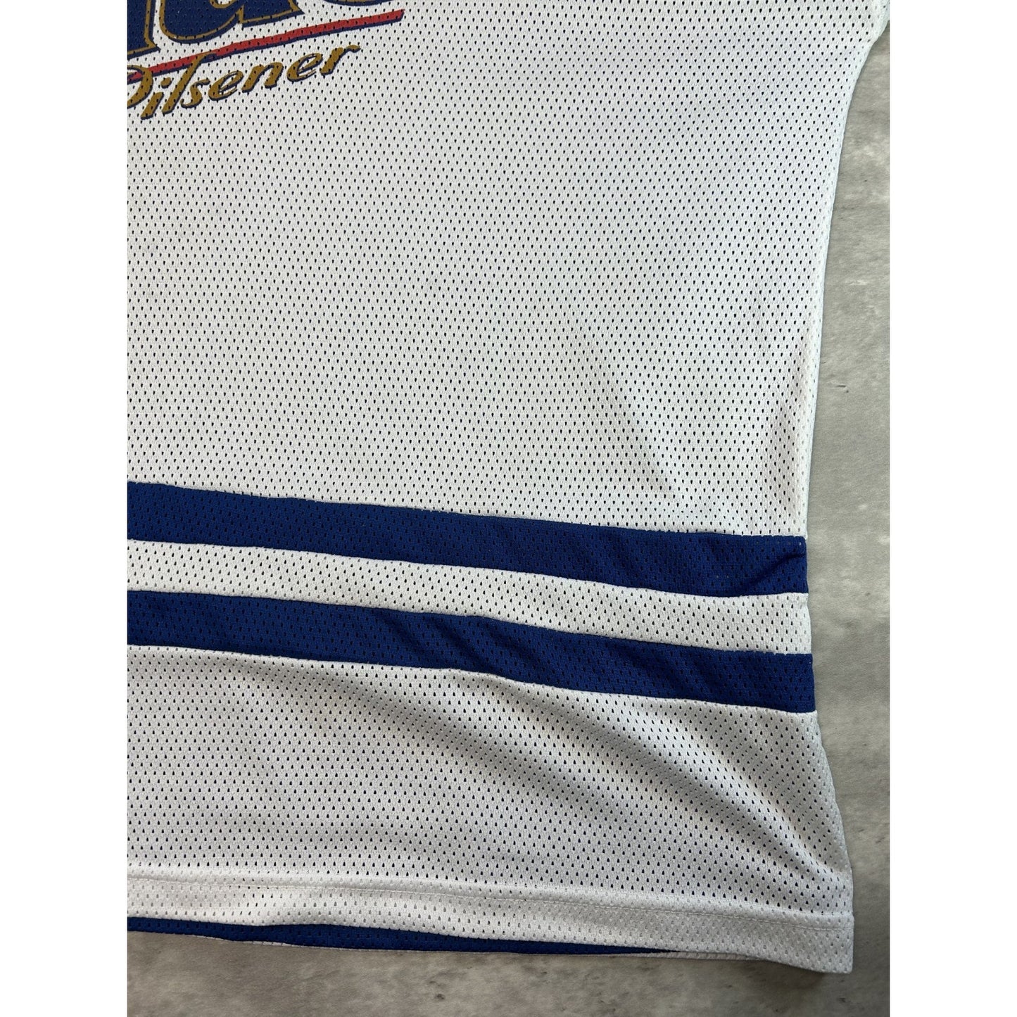 Vintage 90s Labatt Blue Pilsner Beer Promo Reversible Hockey Jersey Size Large