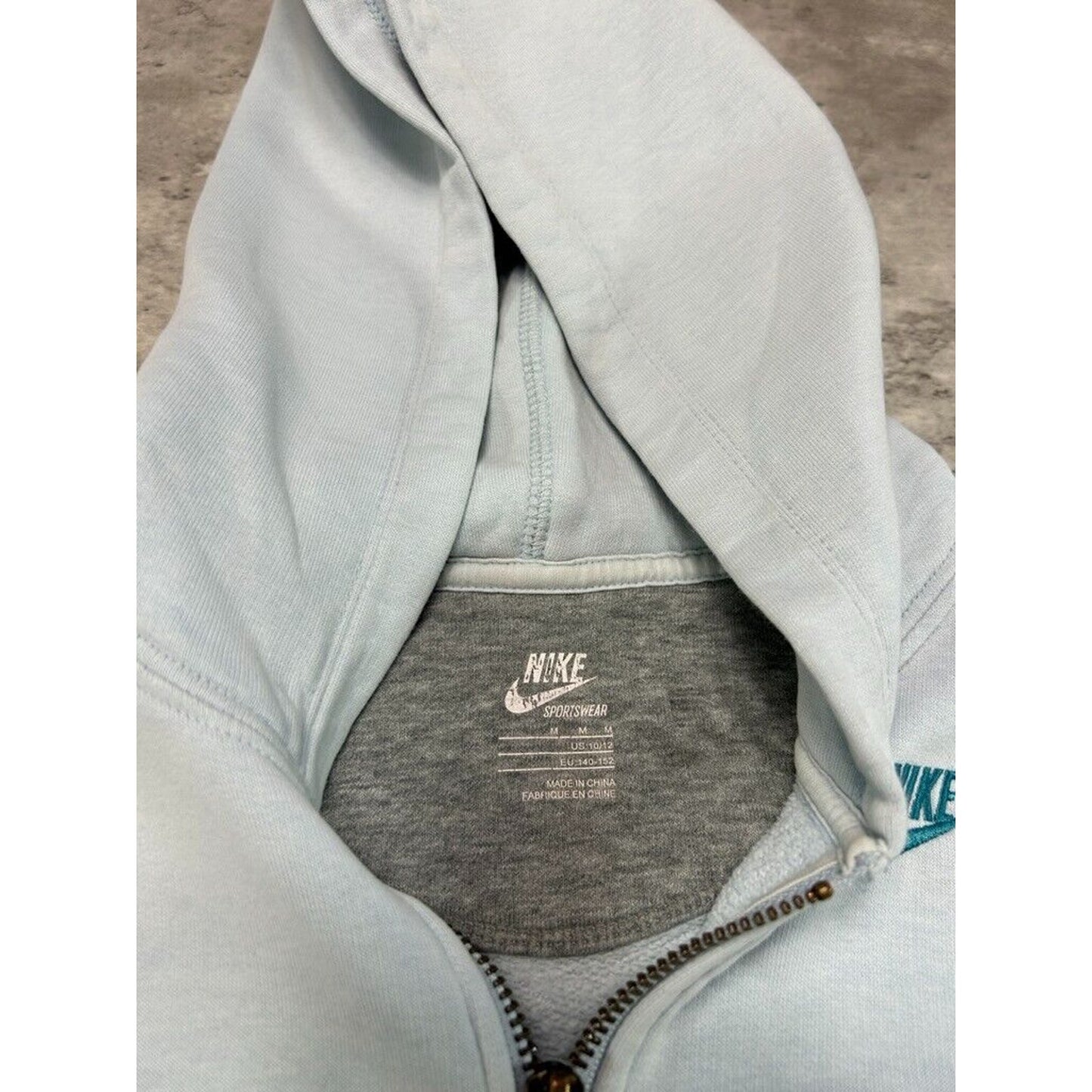 Vintage Womens Nike Embroidered Spell Out Logo Full Zip Hooded Sweatshirt Size M