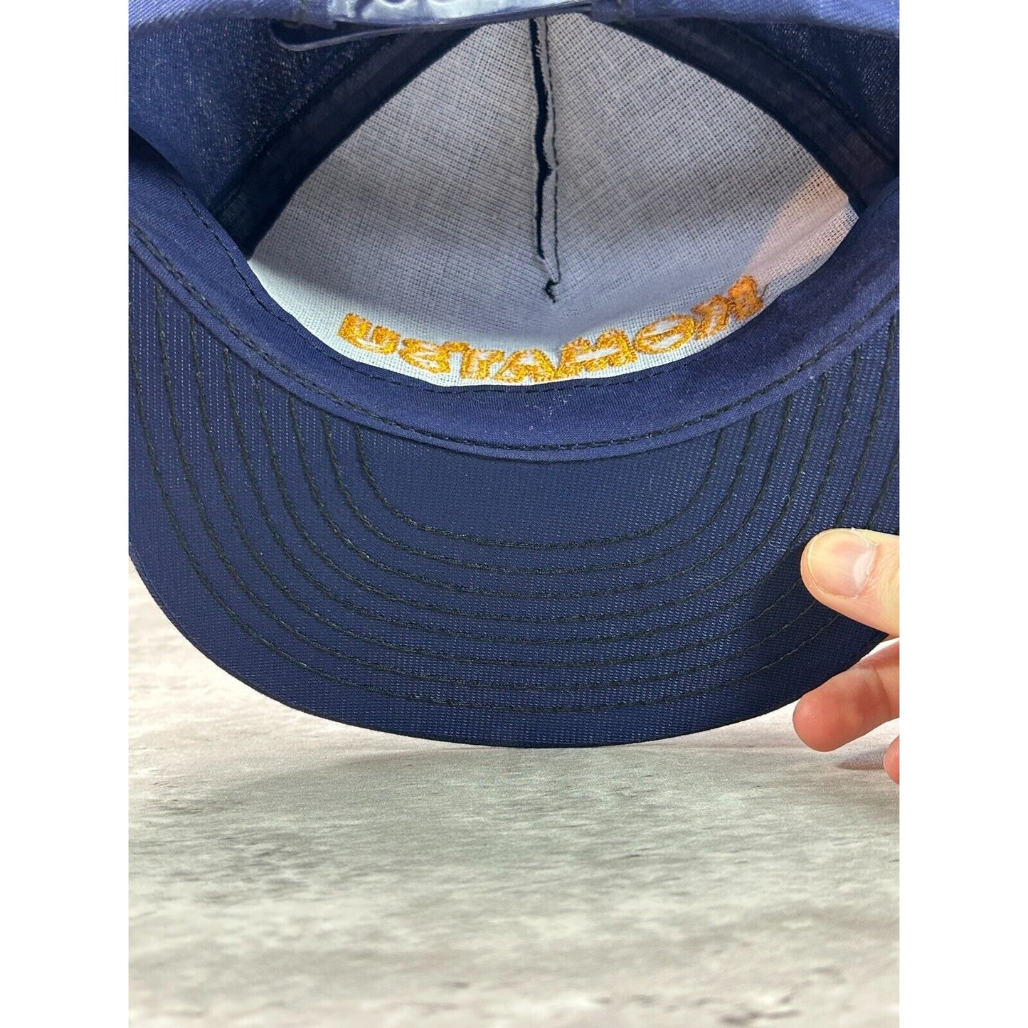 Vintage 90s Komatsu Embroidered Logo Snapback Hat OSFA Blue