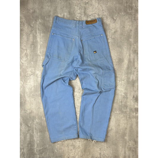 Vintage 90s PJ Jeans Canvas Workwear Carpenter Pants Size 32 Light Blue