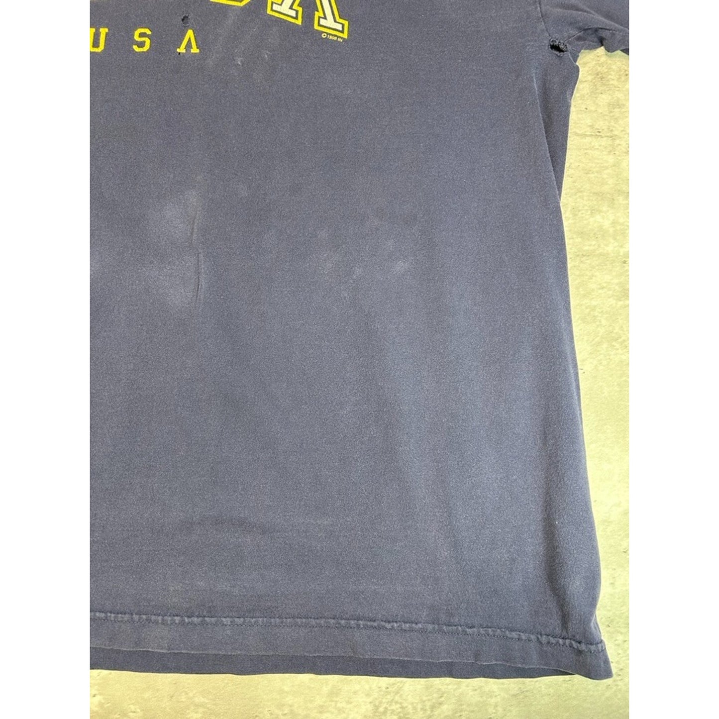 Vintage Y2K Mecca USA Graphic Spellout Long Sleeve T-Shirt Size XXL Blue