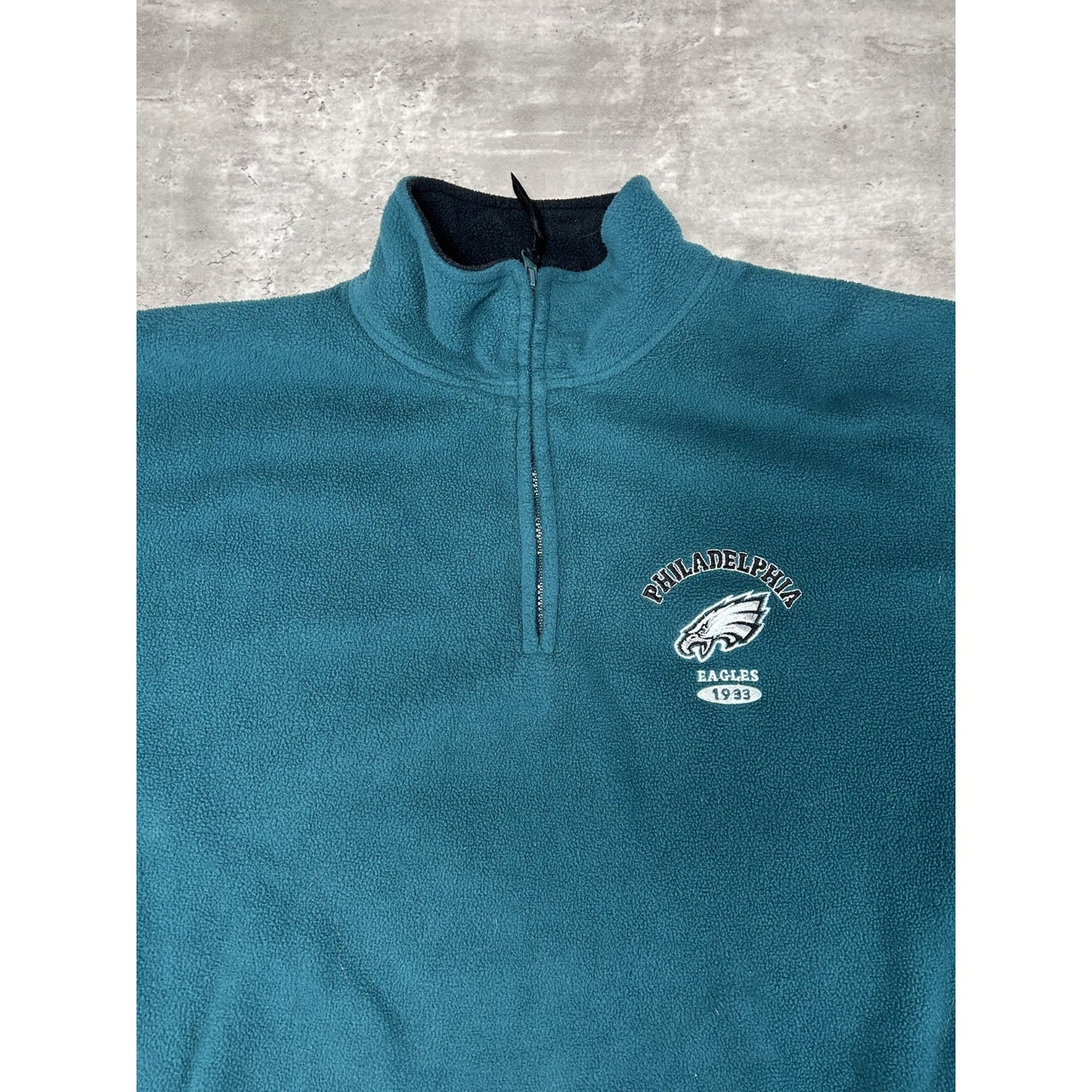 Vintage Philadelphia Eagles NFL Embroidered Logo 1/4 Fleece Sweatshirt Size 2XL
