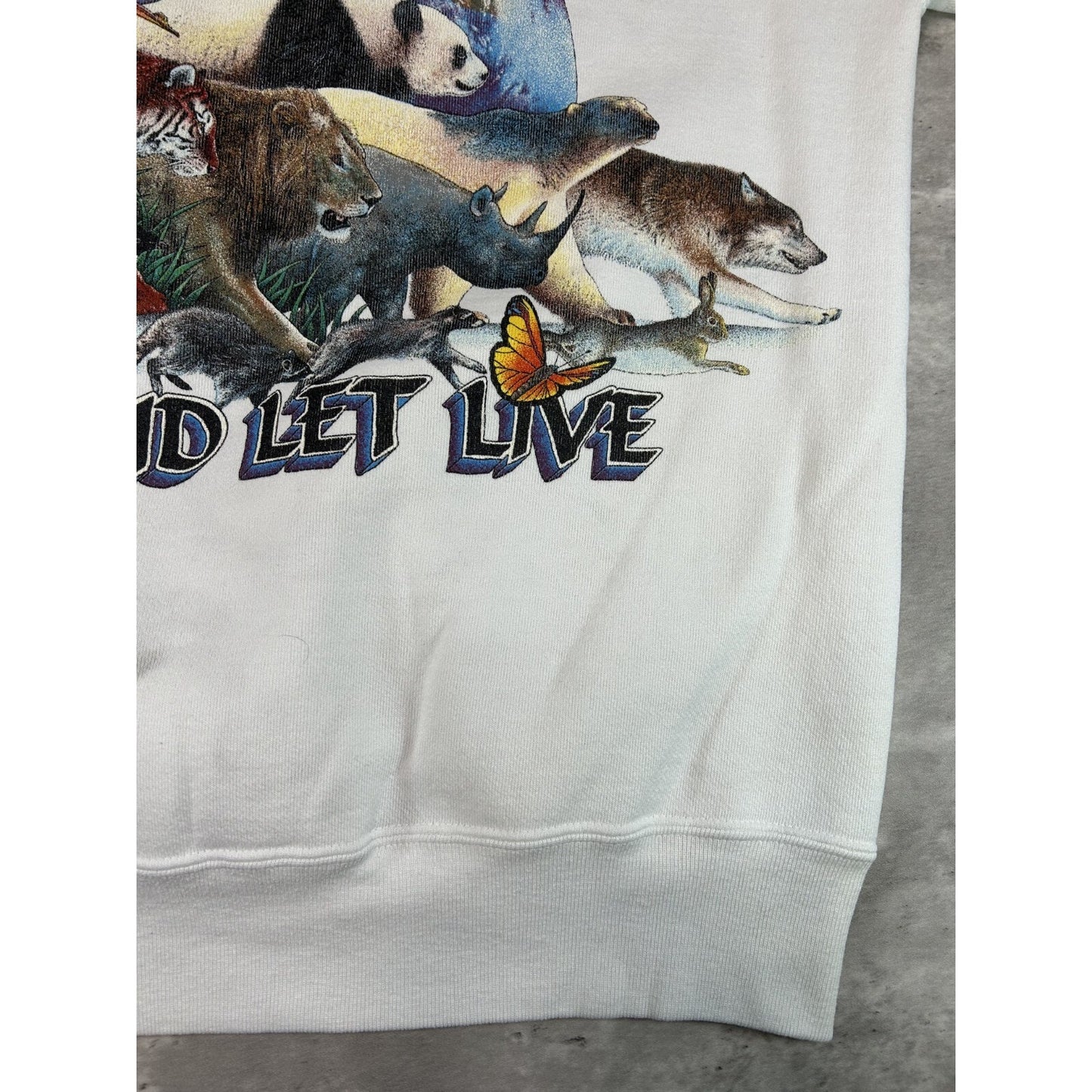 Vintage 90s Live And Let Live Nature Animal Graphic Sweatshirt Size Large