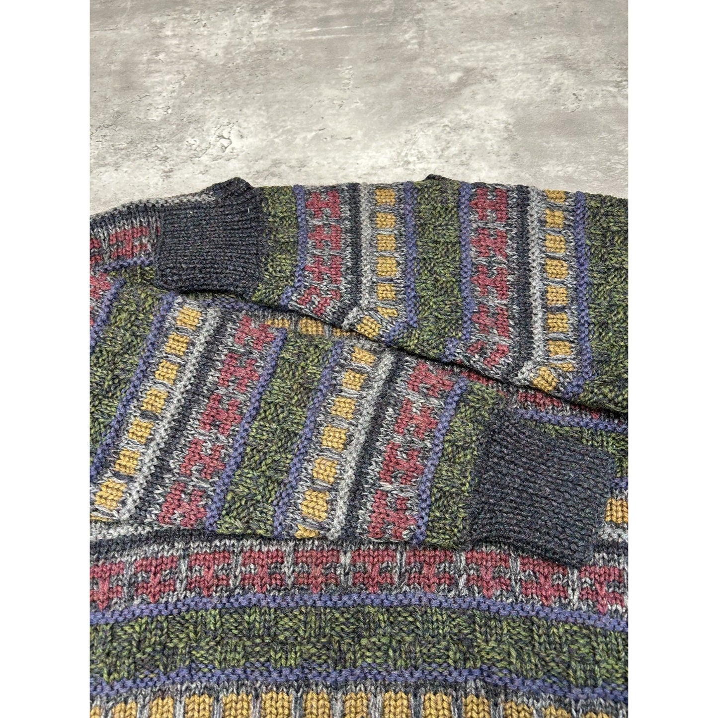 Vintage 90s Boston Traders Striped Print Pullover 100% Wool Knit Sweater Sz Med