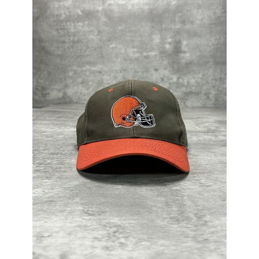 Vintage Cleveland Browns NFL Embroidered Helmet Logo Athletic Snapback Hat OSFA