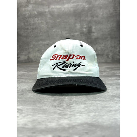 Vintage 90s Snap-On Racing Embroidered Spellout Snapback Hat OSFA White
