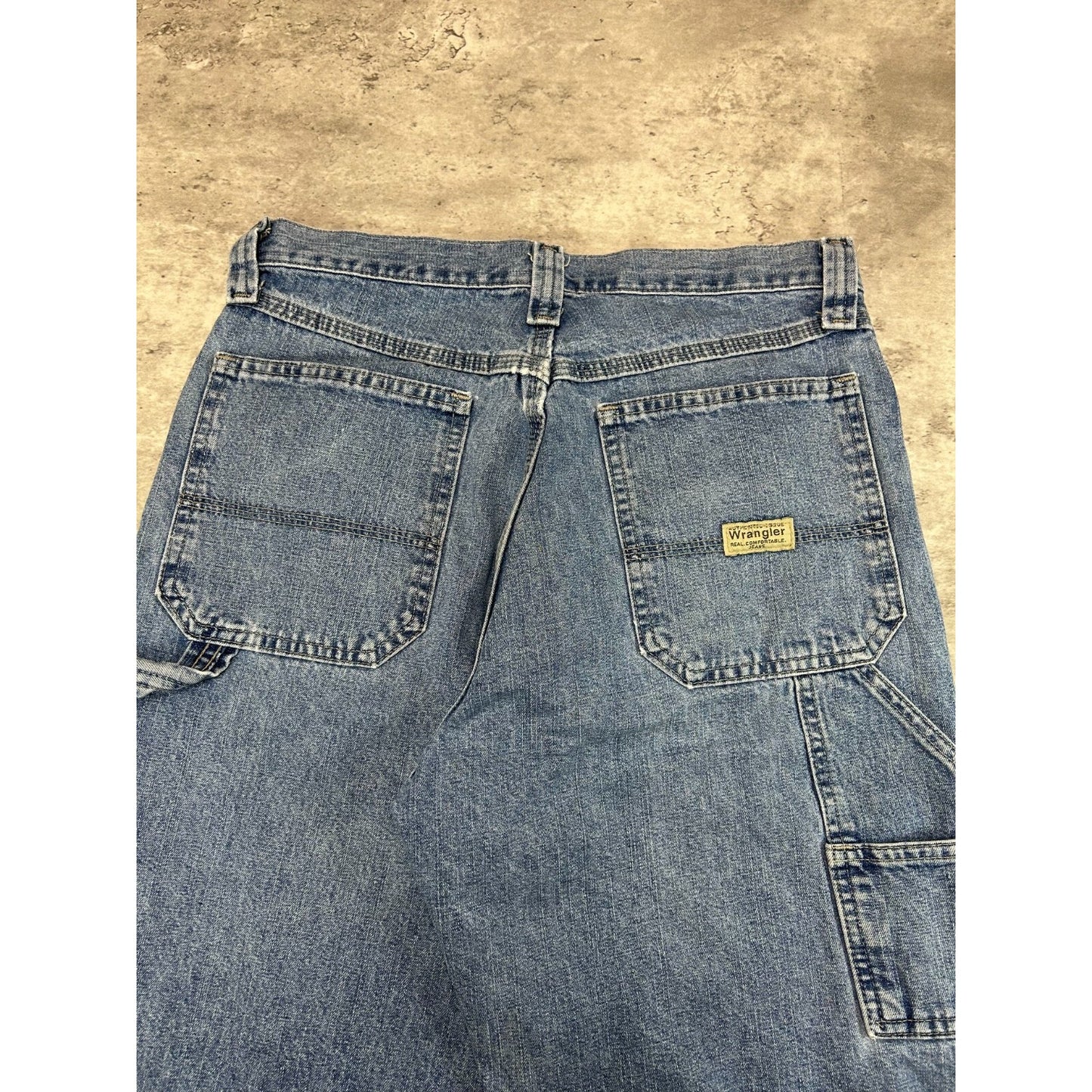 Vintage Wrangler Light Wash Denim Workwear Carpenter Shorts Size 31 Blue