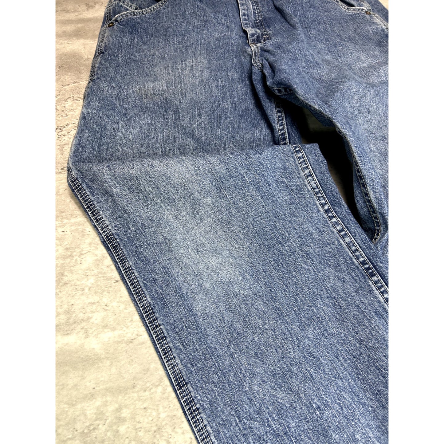Vintage Lee Medium Wash Work Wear Carpenter Pants Size 34W Blue