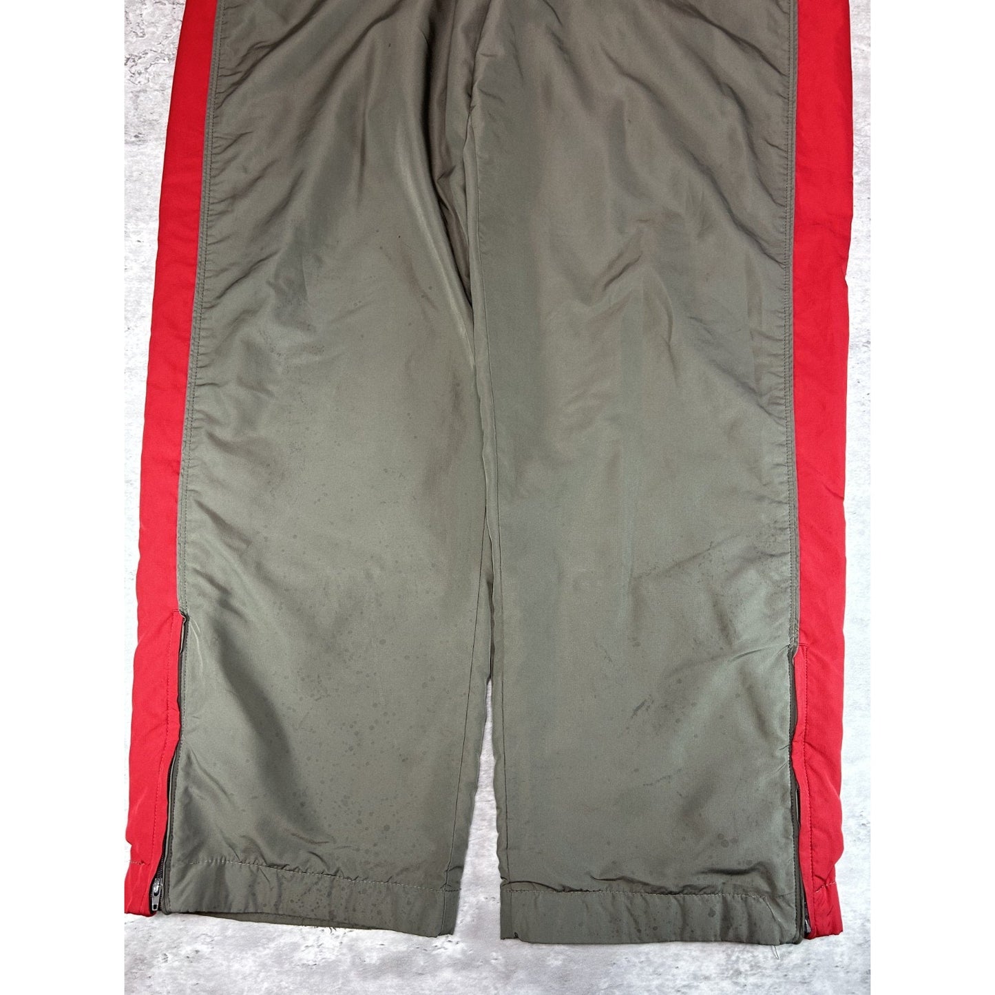 Vintage Y2K Nike Spellout Logo Two Tone Nylon Track Pants Size XL Brown/Red