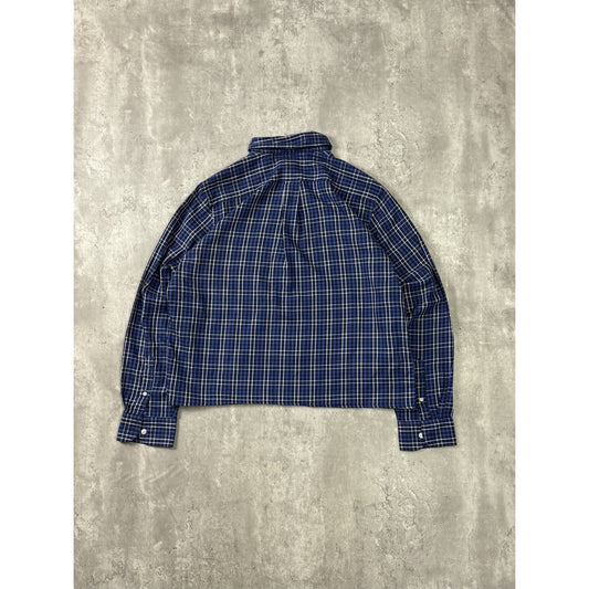 Vintage Chaps Plaid Long Sleeve Reworked Cropped Button Up Shirt Size Medium