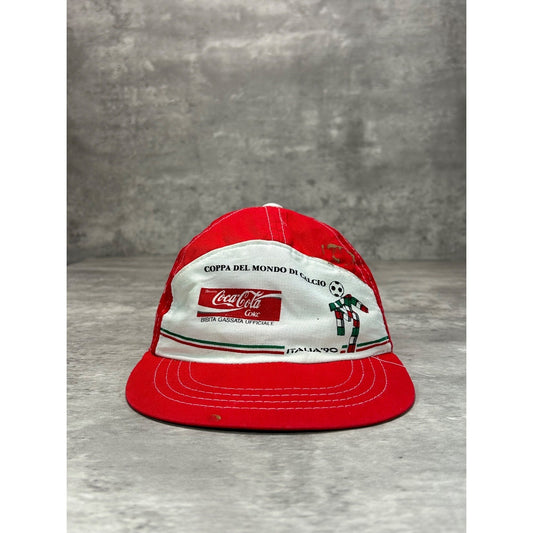 Vintage 1990 FIFA World Cup Italia 90 Coca Cola Flexfit Hat OSFA