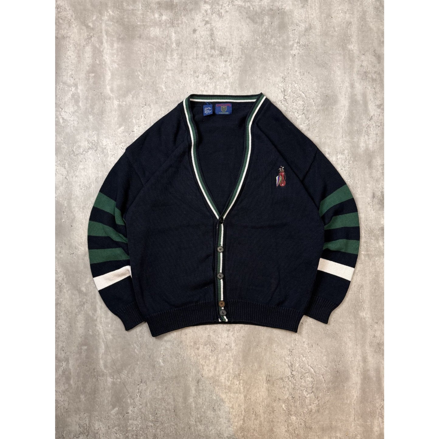 Vintage 90s Golf Classics Embroidered Cardigan Knit Sweater Size Large