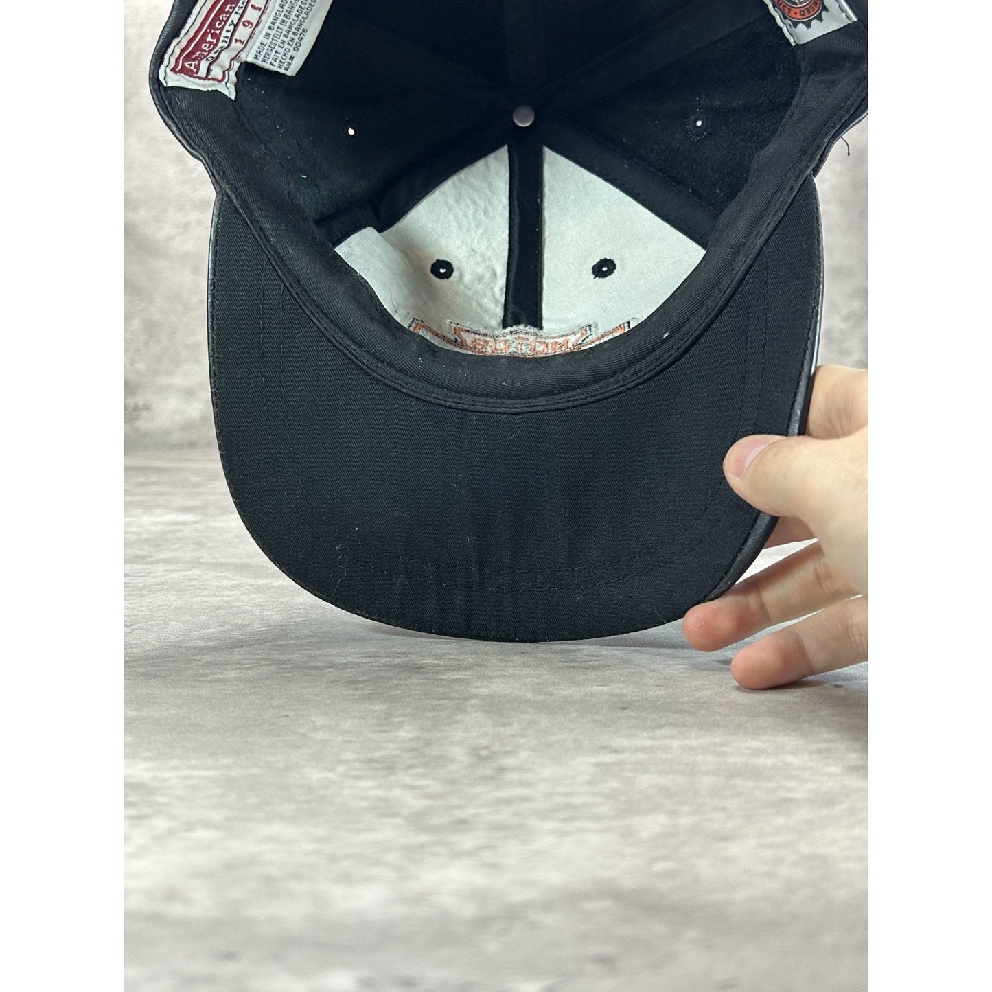 Vintage Harley Davidson Motorcycles Embroidered Logo Leather Snapback Hat OSFA