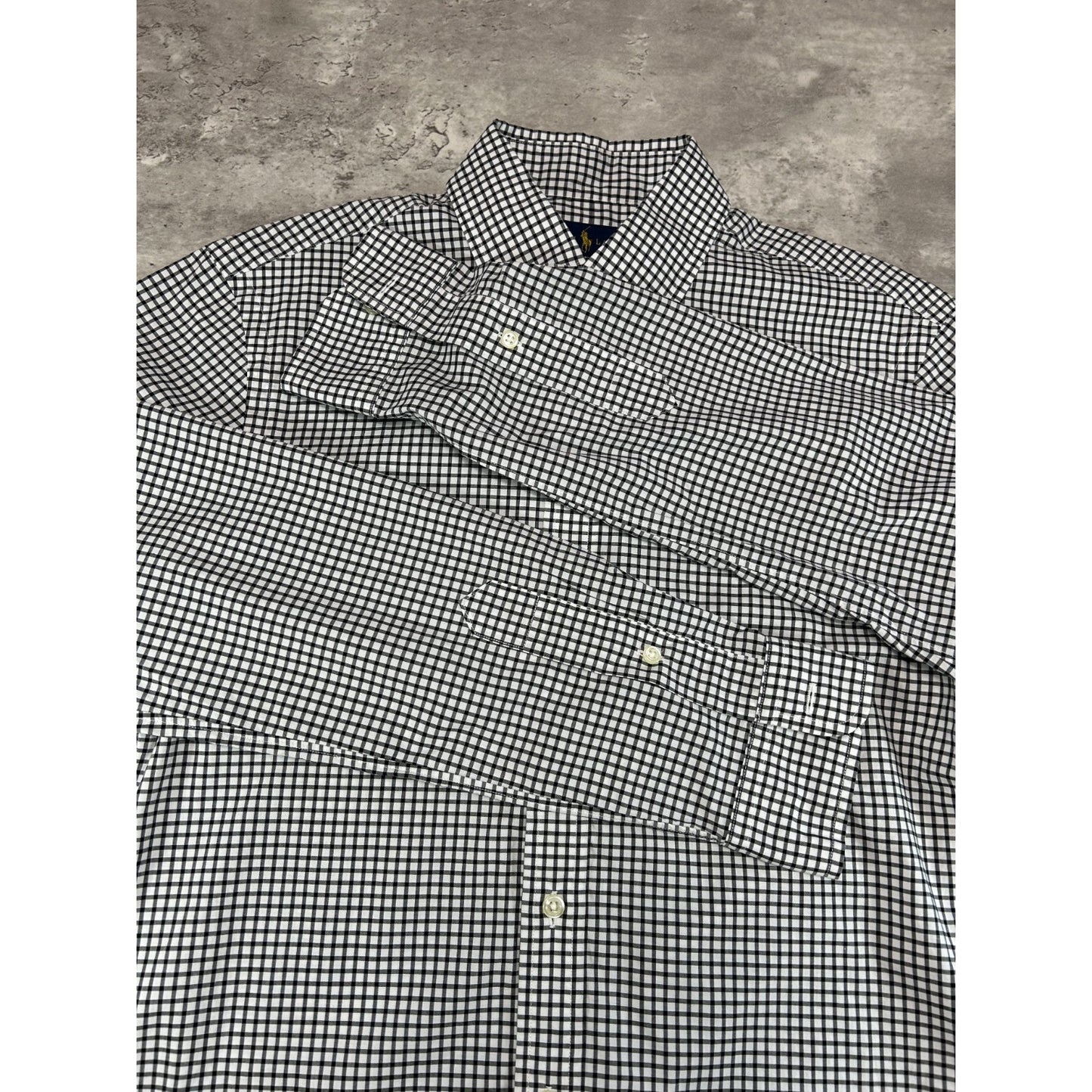Polo Ralph Lauren Checkered Print Reworked Cropped Button Up Shirt Size Small