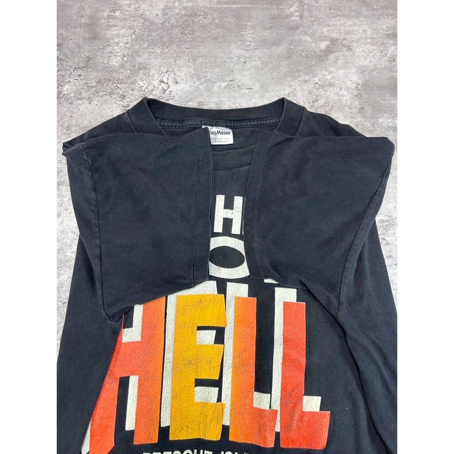 Vintage 80s/90s Sled Head From Hell Destination Graphic T-Shirt Size Large Black