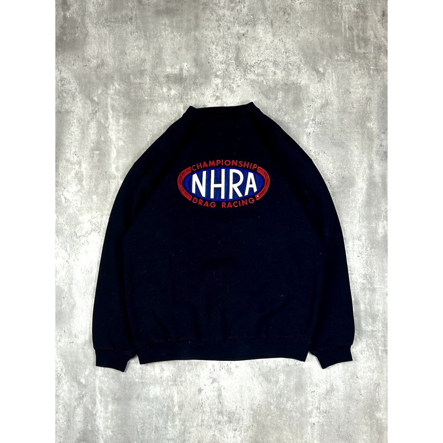Vintage NHRA Championship Drag Racing Embroidered Sweatshirt Size XL Black