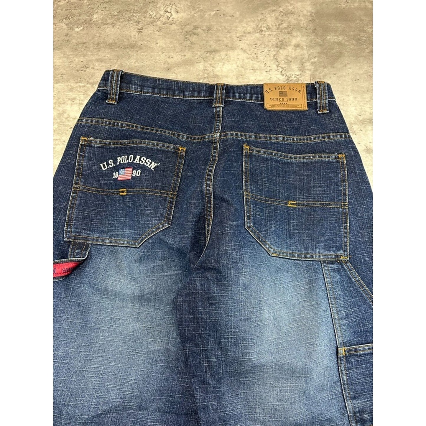 Vintage Y2K US Polo Assn. Embroidered Spellout Dark Wash Denim Pants Size 33