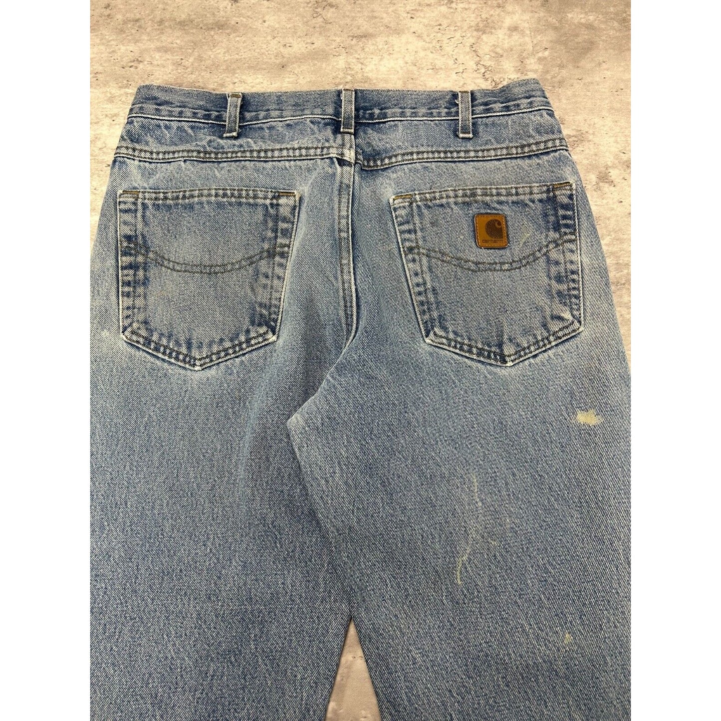 Vintage Carhartt Traditional Fit Light Wash Workwear Denim Pants Size 33 Blue